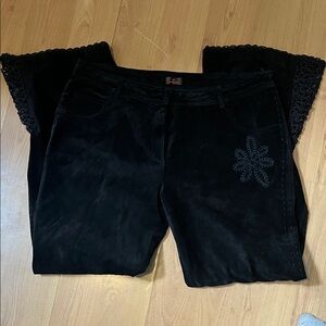 Danier Black Wide Leg Pants with Lace Accents